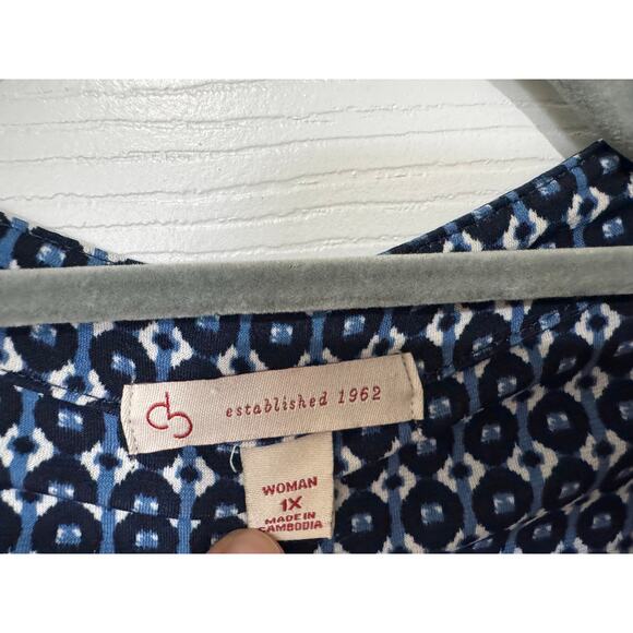 db Established 1962 Women's 3/4 length sleeve Blue Stretch Top 1X Plus - Picture 3 of 6